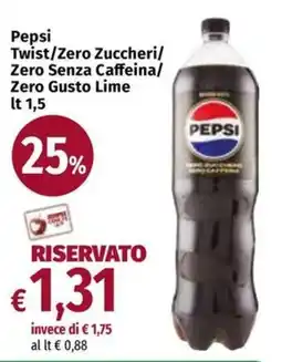 Carrefour Express Pepsi Twist/Zero Zuccheri/ Zero Senza Caffeina/ Zero Gusto Lime offerta