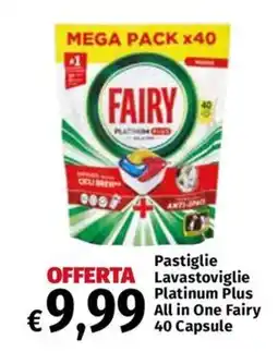 Carrefour Express Pastiglie Lavastoviglie Platinum Plus All in One Fairy 40 Capsule offerta