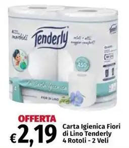 Carrefour Express Carta Igienica Fiori di Lino Tenderly offerta