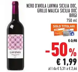 Conad Nero d'avola lavinia sicilia doc BIRGI offerta