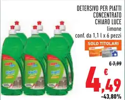 Conad Detersivo per piatti concentrato CHIARO LUCE limone conf. da 1,1 x 6 pezzi offerta