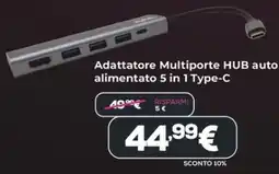 Euronics Maze Adattatore Multiporte HUB auto alimentato 5 in 1 Type-C offerta