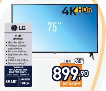 Unieuro LG TV Led 75UN71006 offerta