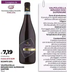 Unicoop Valpolicella ripasso doc superiore SARTORI offerta