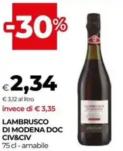 Unicoop Lambrusco di modena doc civ&civ amabile offerta