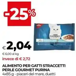 Unicoop Alimento per gatti straccetti perle gourmet purina piaceri del mare, duetti offerta