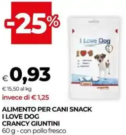 Unicoop Alimento per cani snack i love dog crancy giuntini offerta