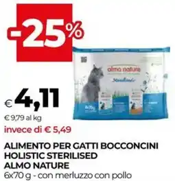 Unicoop Alimento per gatti bocconcini holistic sterilised ALMO NATURE offerta