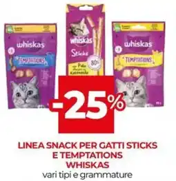 Unicoop Linea snack per gatti sticks e temptations WHISKAS offerta