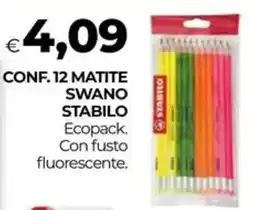 Unicoop Conf. 12 matite swano stabilo ecopack., con fusto fluorescente offerta