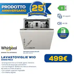 Euronics Whirlpool LAVASTOVIGLIE WIO 30540 PELG offerta