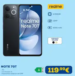 Euronics realme NOTE 70T offerta