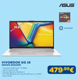 Euronics ASUS VIVOBOOK GO 15 E1504FA-BQ2422W offerta