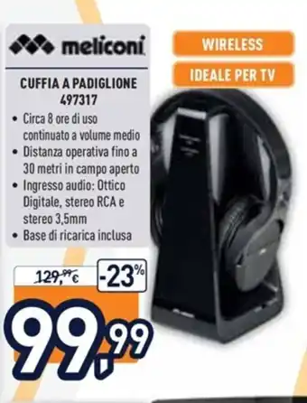 Unieuro Meliconi Cuffia A Padiglione 497317 offerta