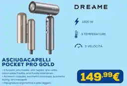 Euronics Dreame asciugacapelli pocket pro gold offerta