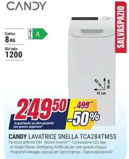 Trony CANDY LAVATRICE SNELLA TCA284TM5S offerta