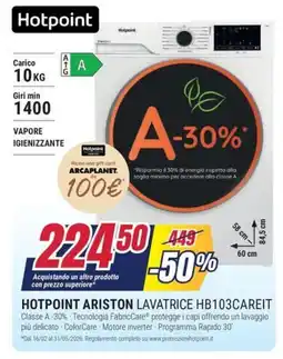 Trony HOTPOINT ARISTON LAVATRICE HB103CAREIT offerta