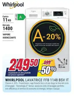 Trony WHIRLPOOL LAVATRICE FFB 1148 BSV IT offerta