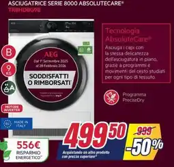 Trony AEG ASCIUGATRICE SERIE 8000 ABSOLUTECARE TR8HDBG9B offerta