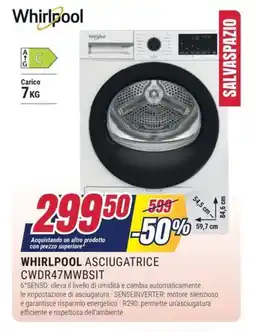 Trony WHIRLPOOL ASCIUGATRICE CWDR47MWBSIT offerta
