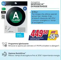 Trony SAMSUNG Asciugatrice BESPOKE AI DV90DB7845GE offerta