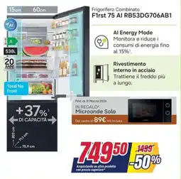 Trony SAMSUNG Frigorifero Combinato F1rst 75 Al RB53DG706AB1 offerta