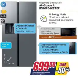 Trony SAMSUNG Frigorifero Side by Side Air Space Al RS70F64KETEF offerta