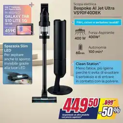 Trony SAMSUNG Scopa elettrica Bespoke Al Jet Ultra VS90F40DEK offerta