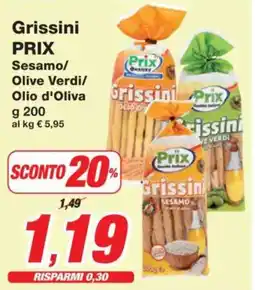 Prix Quality Grissini PRIX Sesamo/ Olive Verdi/ Olio d'Oliva offerta