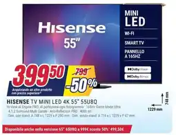 Trony HISENSE TV MINI LED 4K 55" 55U8Q offerta