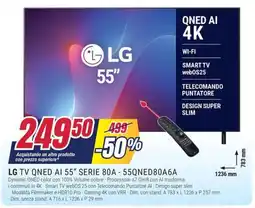 Trony LG TV QNED AI 55" SERIE 80A - 55QNED80A6A offerta