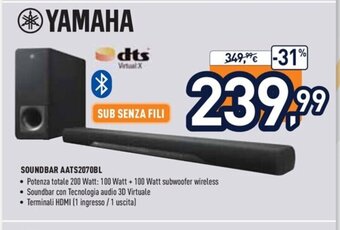 Unieuro Yamaha Soundbar AATS2070BL offerta