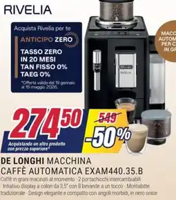 Trony DE LONGHI MACCHINA CAFFÈ AUTOMATICA EXAM440.35.B offerta