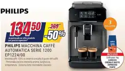 Trony PHILIPS MACCHINA CAFFÈ AUTOMATICA SERIE 1200 EP1224/00 offerta