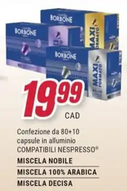 Trony Borbone miscela nobile, miscela 100% arabica, miscela decisa offerta