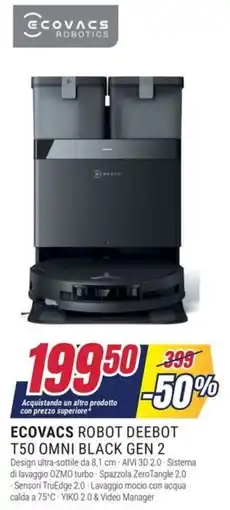 Trony Ecovacs robot deebot T50 omni black gen 2 offerta