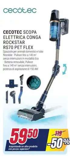 Trony CECOTEC SCOPA ELETTRICA CONGA ROCKSTAR RS70 PET FLEX offerta
