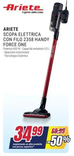 Trony ARIETE SCOPA ELETTRICA CON FILO 2358 HANDY FORCE ONE offerta