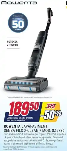 Trony ROWENTA LAVAPAVIMENTI SENZA FILO X-CLEAN 7 MOD. GZ5736 offerta