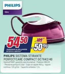 Trony PHILIPS SISTEMA STIRANTE PERFECTCARE COMPACT GC7842/40 offerta