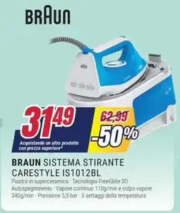Trony BRAUN SISTEMA STIRANTE CARESTYLE IS1012BL offerta