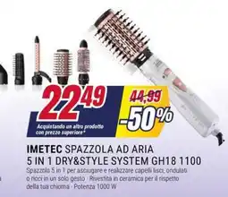 Trony IMETEC SPAZZOLA AD ARIA 5 IN 1 DRY&STYLE SYSTEM GH18 1100 offerta