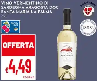 Pan Vino vermentino di sardegna aragosta doc santa maria la palma offerta