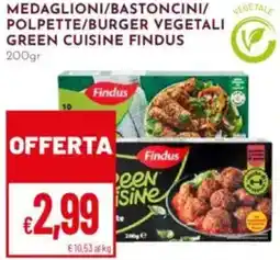 Pan Medaglioni/bastoncini/ polpette/burger vegetali green cuisine FINDUS offerta