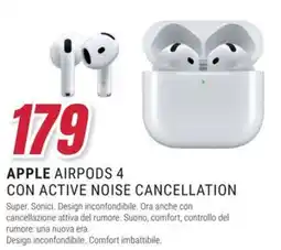 Trony Apple airpods 4 con active noise cancellation offerta
