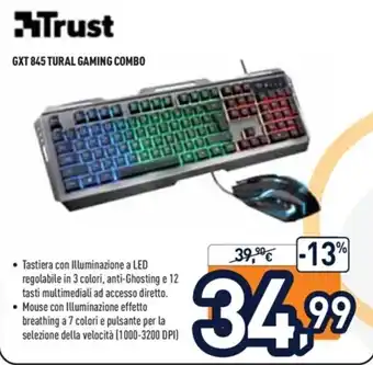 Unieuro Trust GXT 845 Tural Gaming Combo offerta