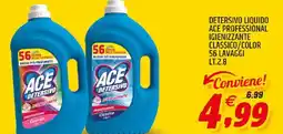 Ard Discount Detersivo liquido ace professional igienizzante classico/color offerta