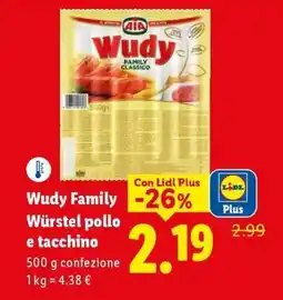 Lidl Wudy Family Würstel pollo e tacchino offerta