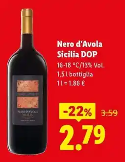 Lidl Nero d'Avola Sicilia DOP offerta