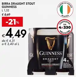 Bennet Birra draught stout GUINNESS offerta
